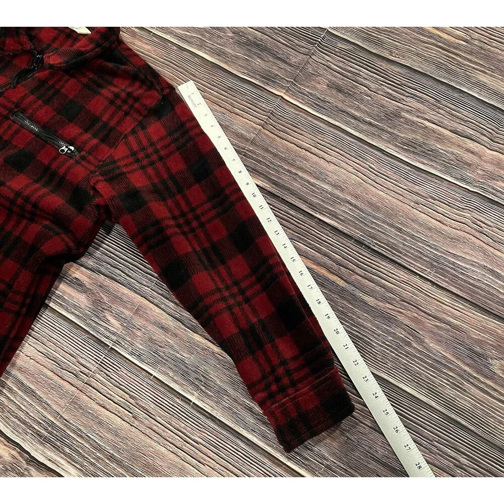 Vintage LL Bean Women Red Plaid Flannel Jacket Full Zip Long Sleeve Large‎ USA